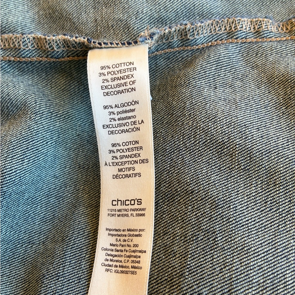Chico's Navy Embellished Denim Jacket - Picture 8 of 10